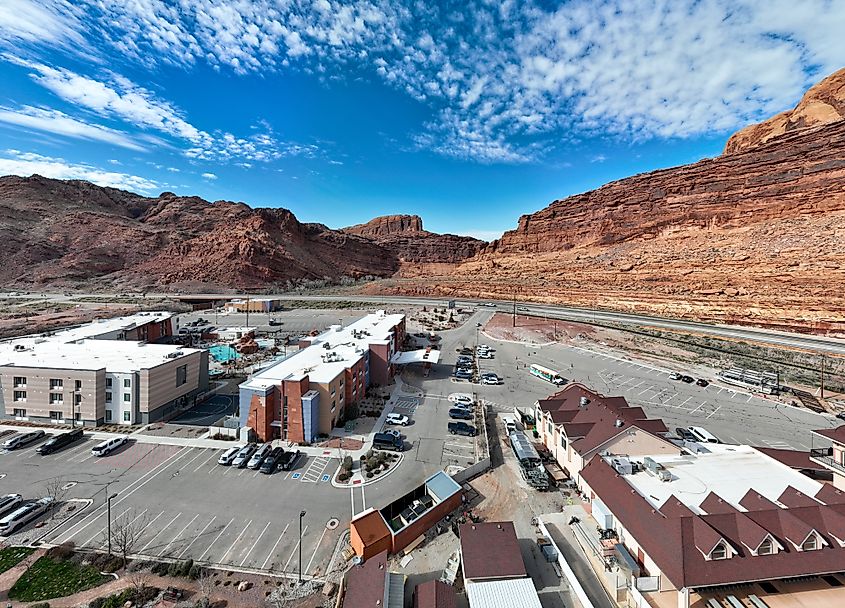 Aerial view of Moab, Utah.