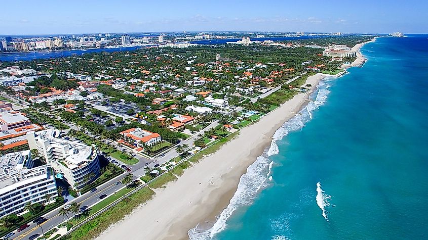Aerial view of Palm Beach in Florida