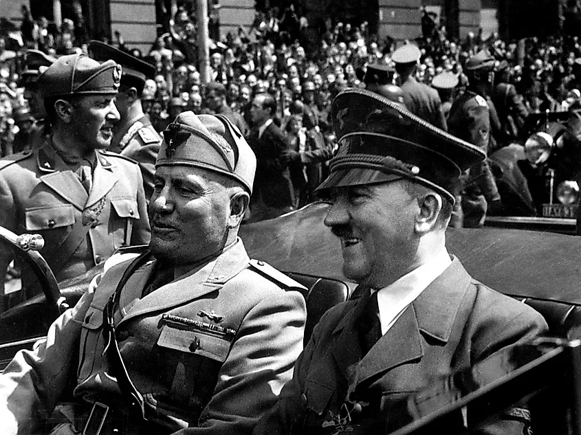 Mussolini and Hitler on parade.