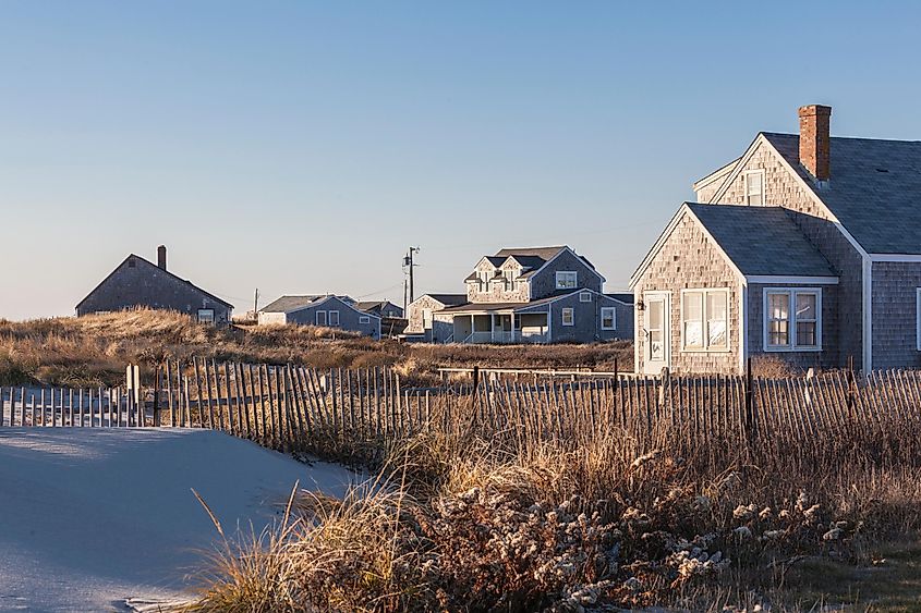 Beachside homes in Nantucket, Massachusetts.