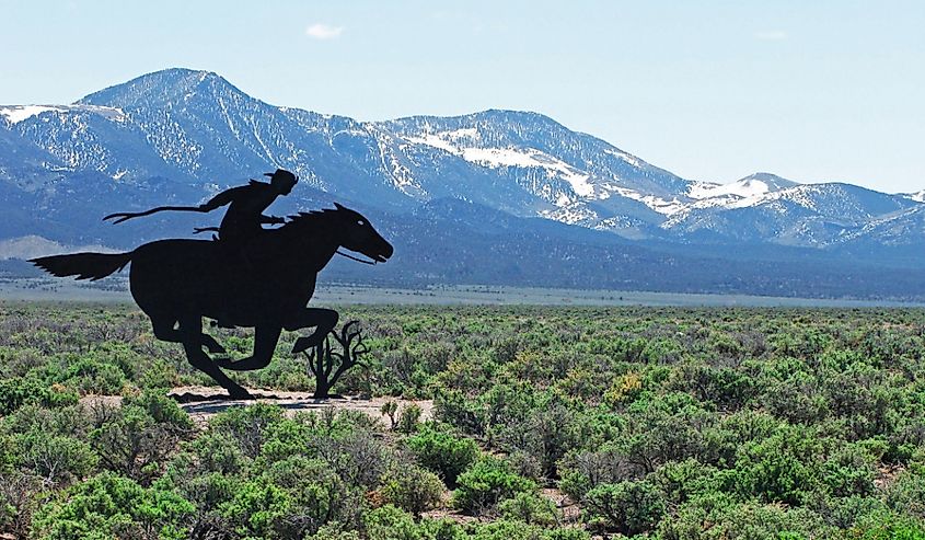 A pony express public display at the Shellbourne Rest Area off Highway 93 North of Ely, Nevada