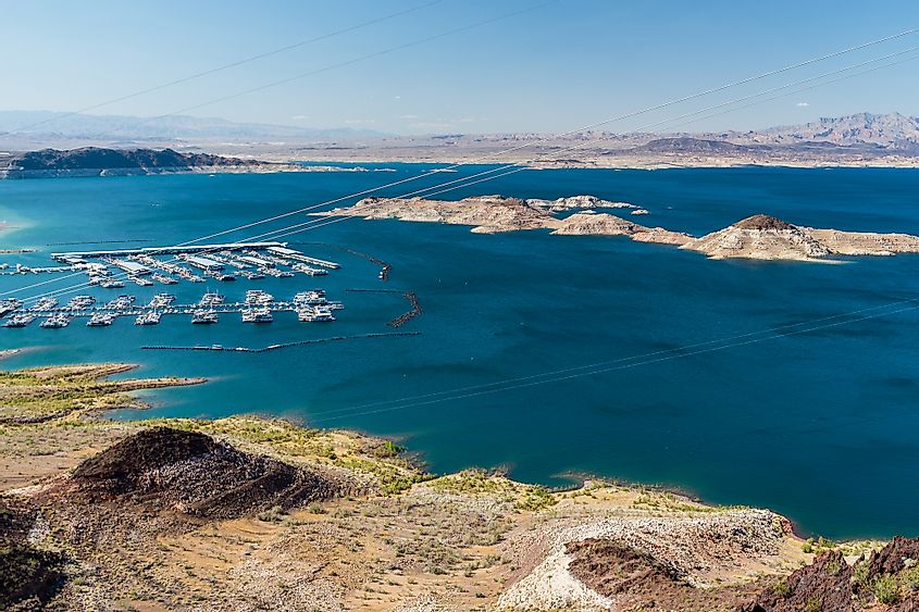 Lake Mead National recreation area as seen from the viewpoint above Hoover Dam in Nevad