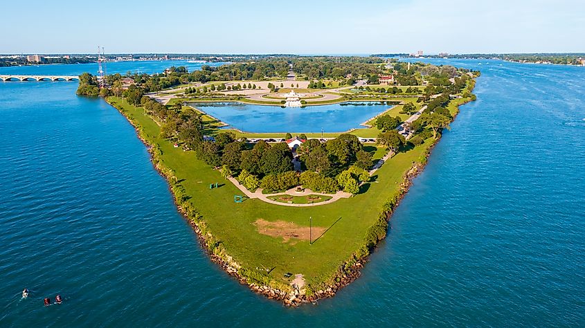 Aerial view of Belle Isle Park in Detroit, Michigan