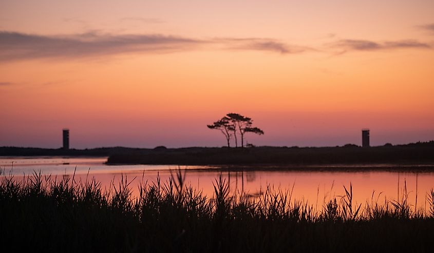 Gordons Pond Cape Henlopen Delaware at sunset