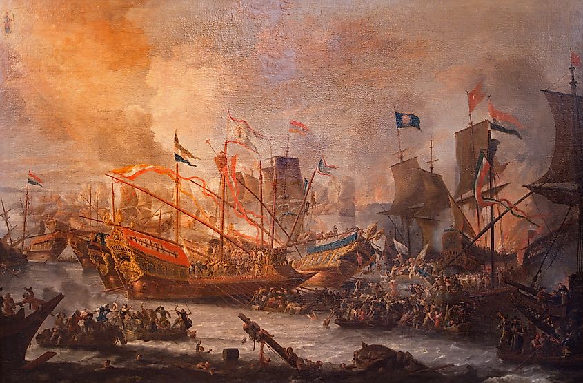 Painting of the Battle of Lepanto by an unknown artist.