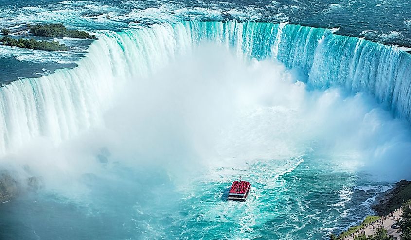 Niagara Falls boat tours attraction. Horseshoe Falls at Niagara Falls, Ontario, Canada