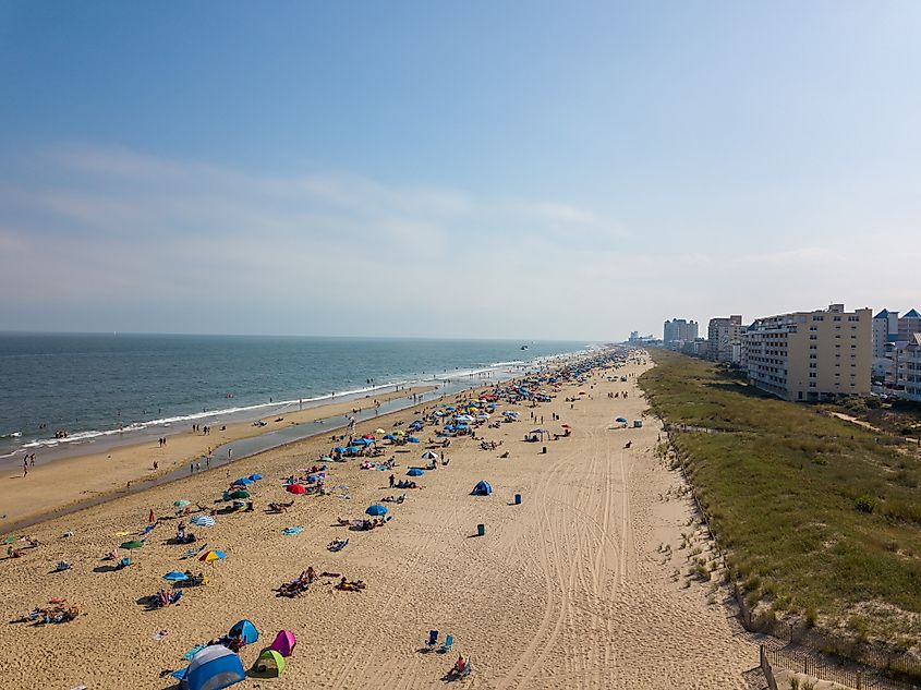 Aerial view of Ocean City, Maryland.