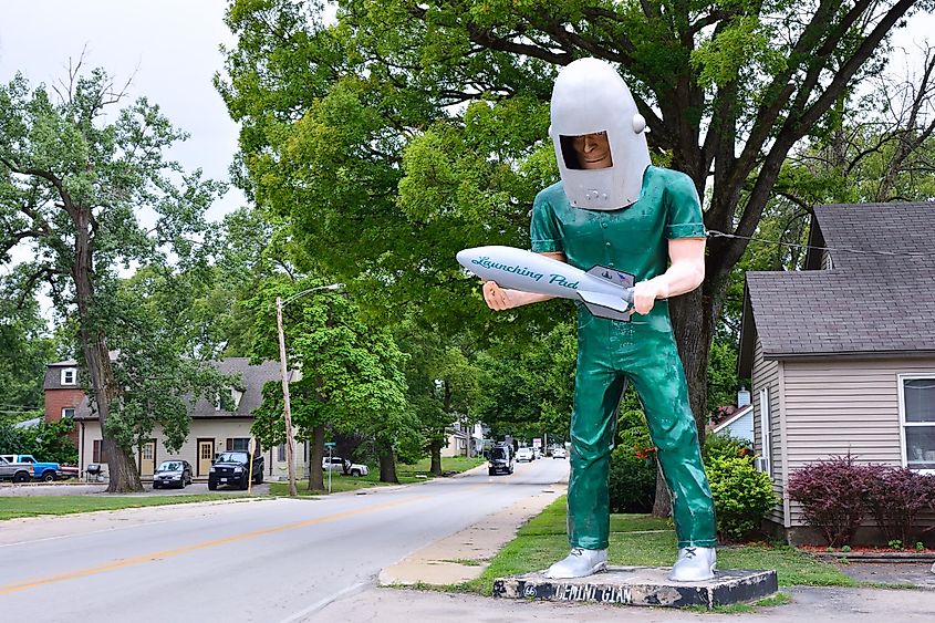 The Gemini Giant sculpture at the Launching Pad restaurant on Route 66 in Wilmington on July 16, 2017.