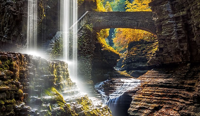 Watkins Glen State Park waterfall canyon in Upstate New York