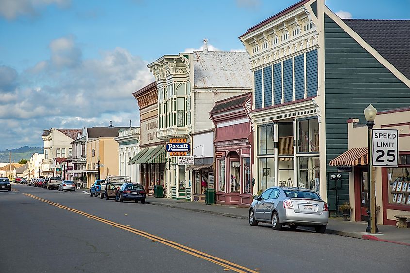 The main street of the victorian village of Ferndale, via Bob Pool / Shutterstock.com