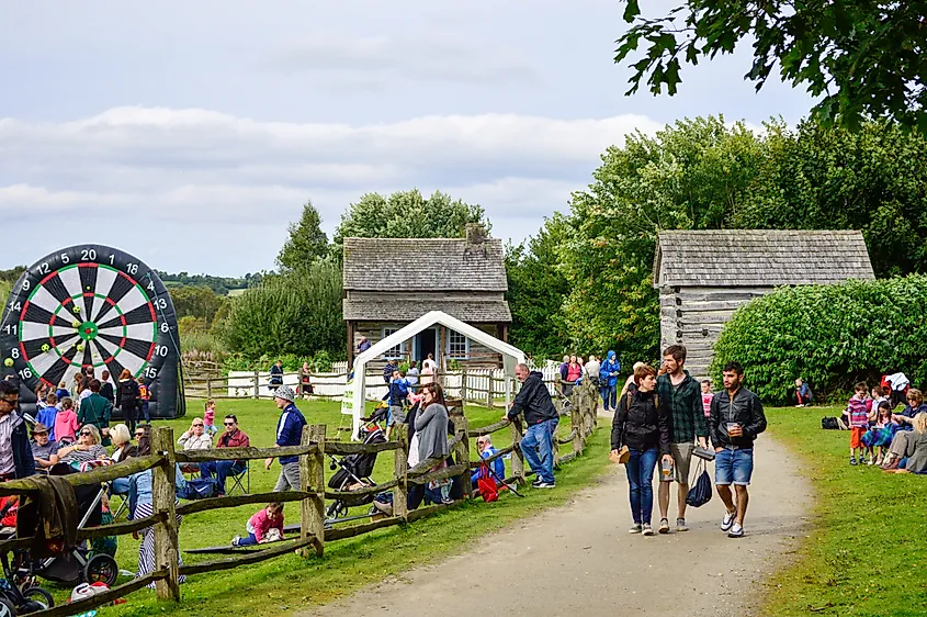 People visit Ulster American Folk Park in Northern Ireland, the UK.