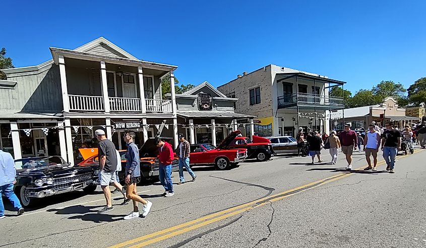 The main street of Boerne, Texas. 
