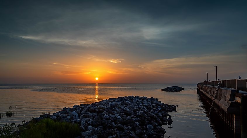 Sunset over Lake Okeechobee in Florida.