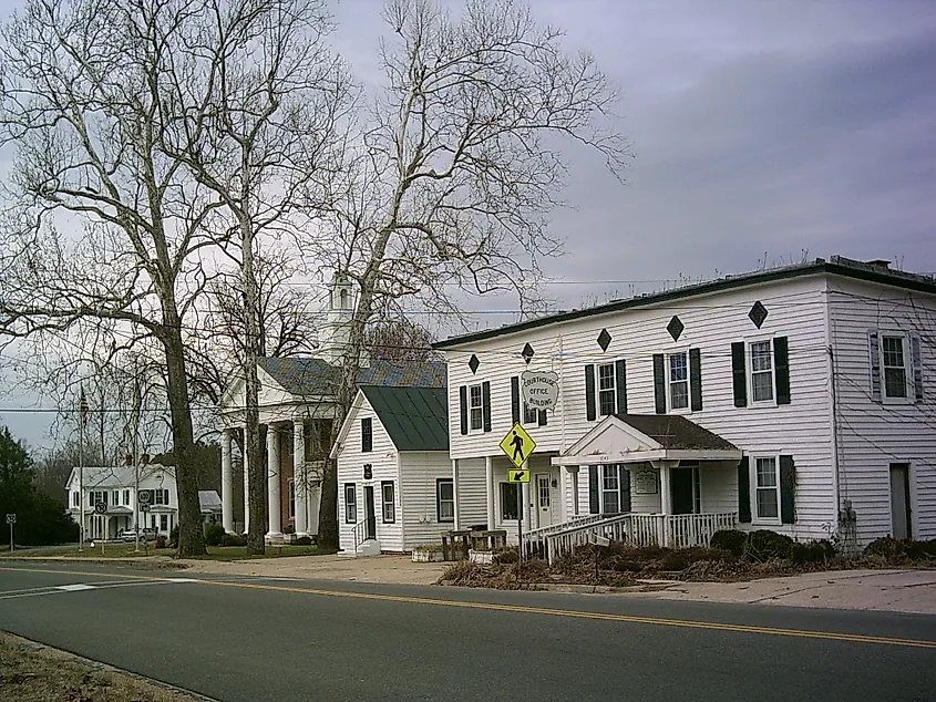 A quiet street in Lancaster, Virginia.