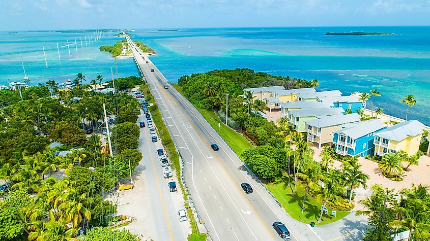 Road and ocean to Key West. Florida Keys. USA.