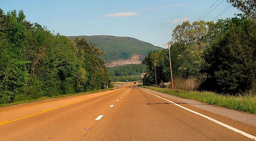 Tennessee State Route 111 descending from the Cumberland Plateau into the Sequatchie Valley, near Dunlap, Tennessee