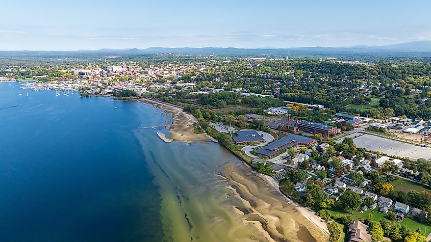 Aerial view of Burlington, Vermont.