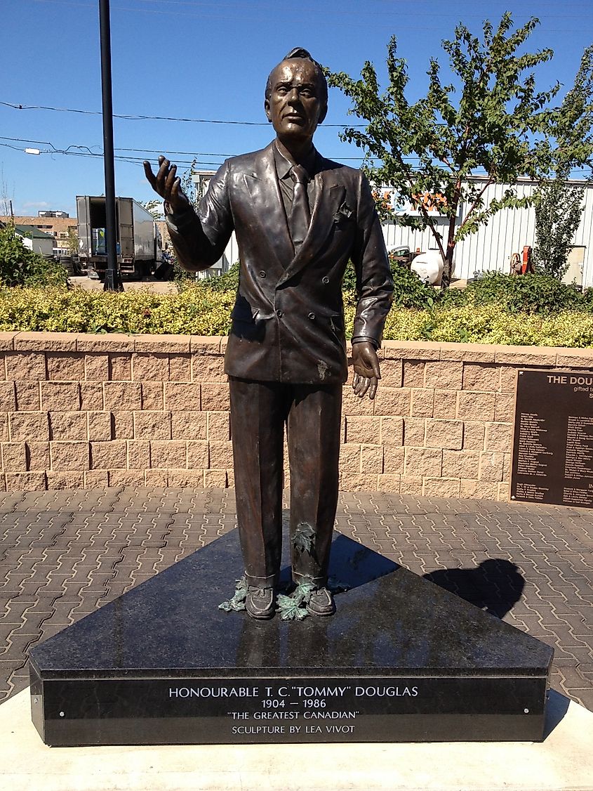 The Tommy Douglas statue in Weyburn, Saskatchewan.