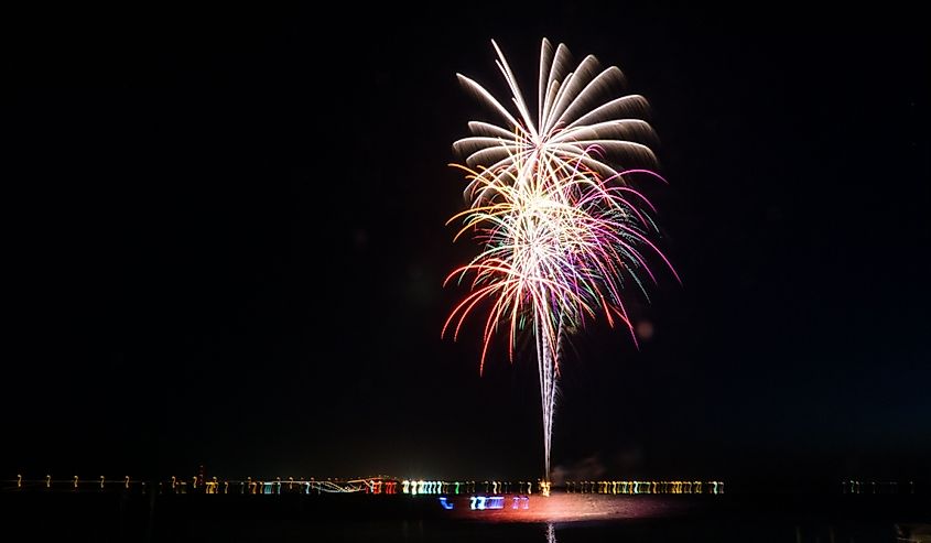 Fireworks over the bay, South Padre Island