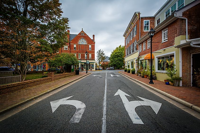 The intersection of Dover and Washington Streets, in Easton, Maryland