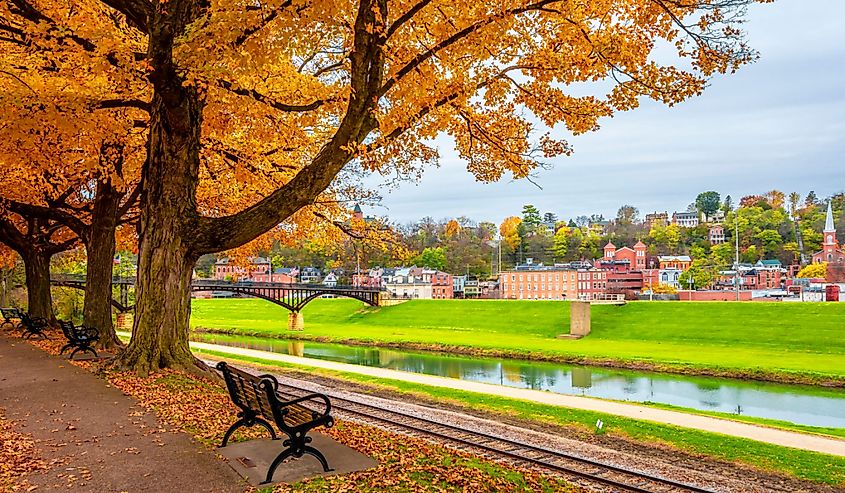 Historical Galena Town along the river in Illinois