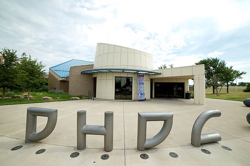 The front entrance of the Don Harrington Discovery Center in Amarillo, Texas