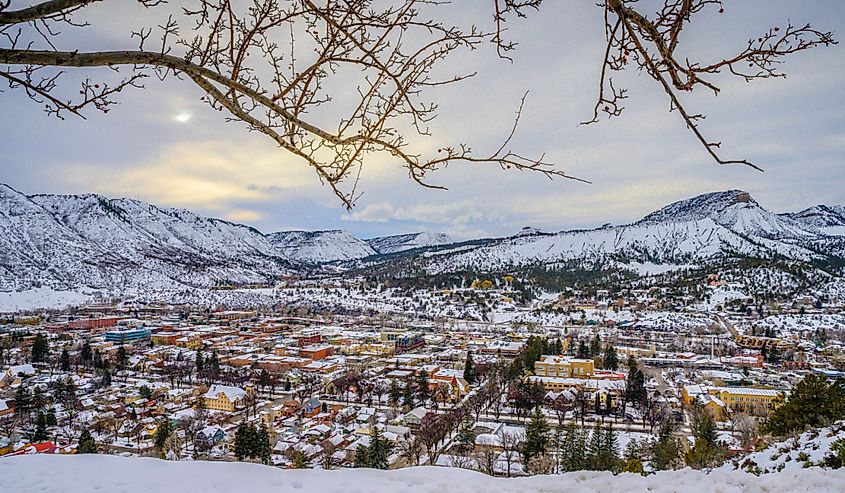 Durango Colorado after a big snow storm downtown record.