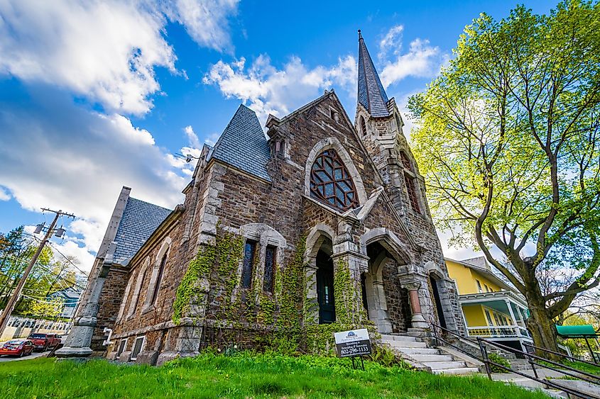 A historical church in Brattleboro, Vermont.