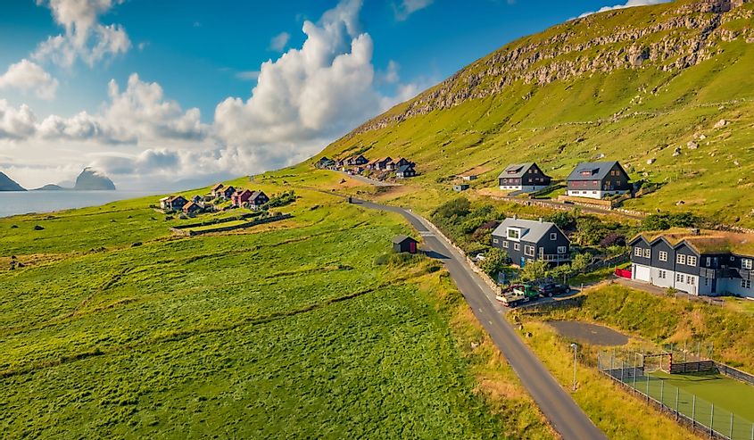 Panoramic morning scene of Faroe Islands, Denmark