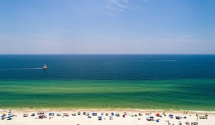 Aerial view of the Gulf Shores, Alabama