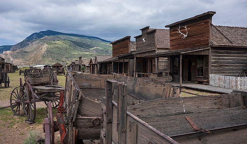 Under overcast skies of Cody, Wyoming lies the remnants of an old town from the days of the Wild West.
