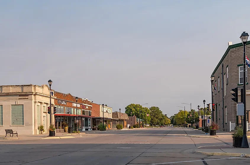 Main Street in downtown Cozad, Nebraska.