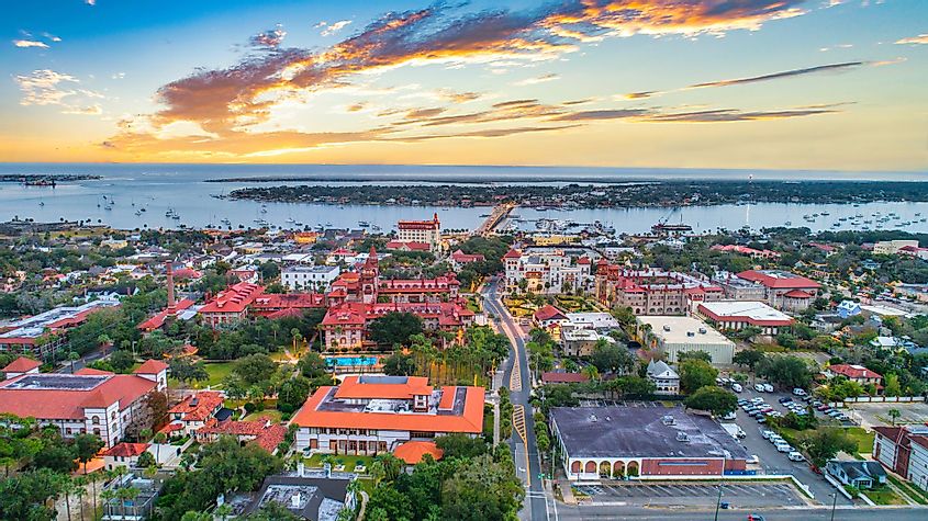 Aerial view of downtown St. Augustine, Florida.  