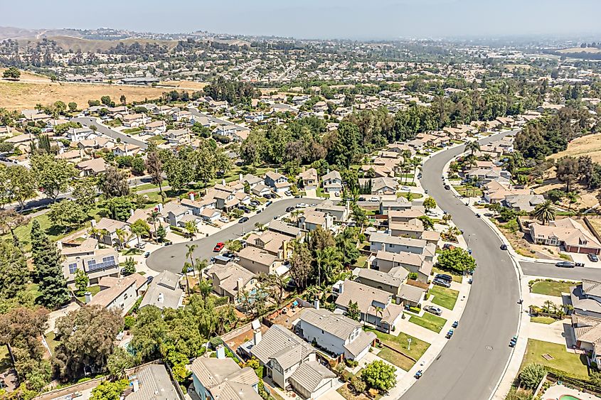 Aerial view of Chino Hills, California