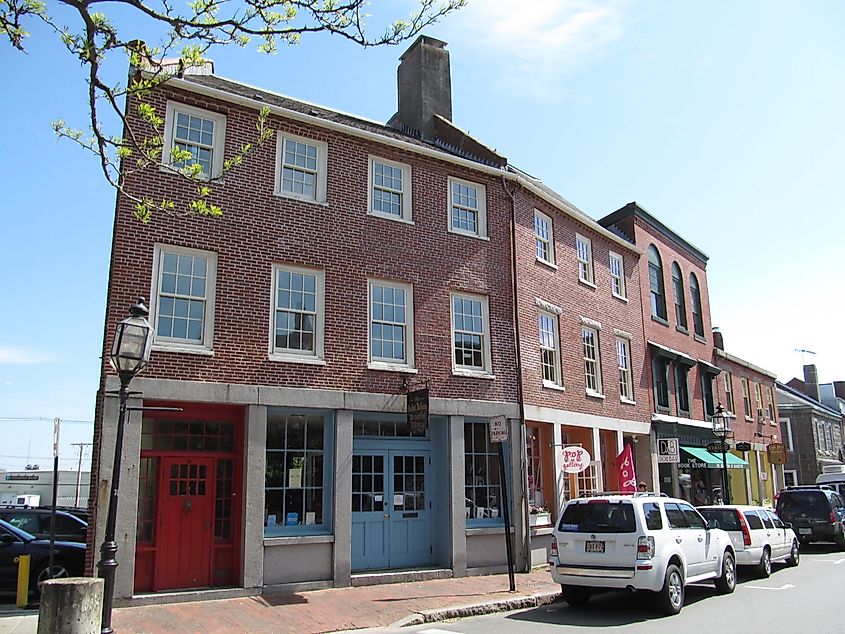 Buildings on a street in Gloucester, Massachusetts