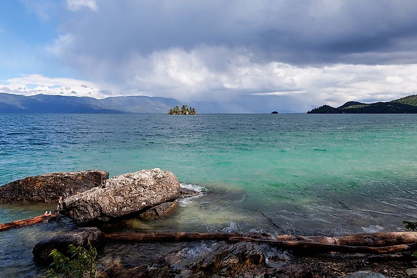 Flathead Lake on a stormy evening.