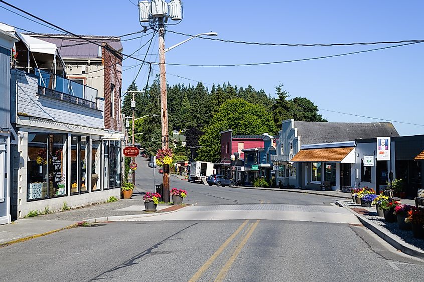 Downtown Langley on Whidbey Island on a fine summer morning. Editorial credit: Ian Dewar Photography / Shutterstock.com