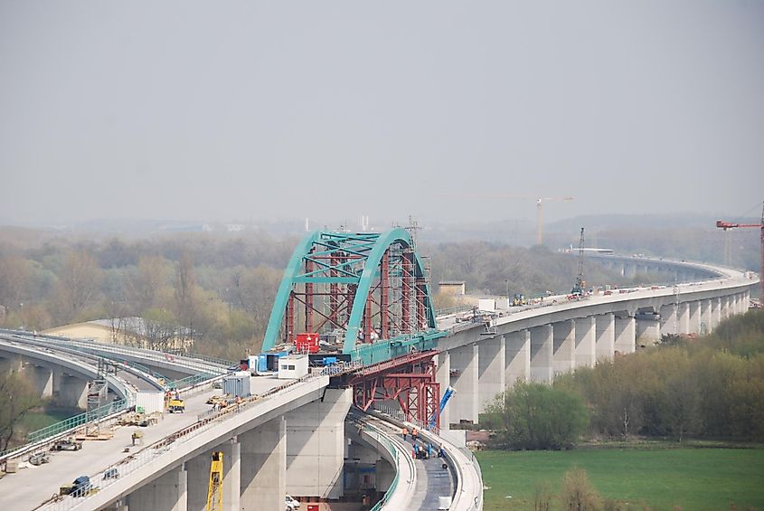 The Saale-Ester Viaduct under construction in Germany.