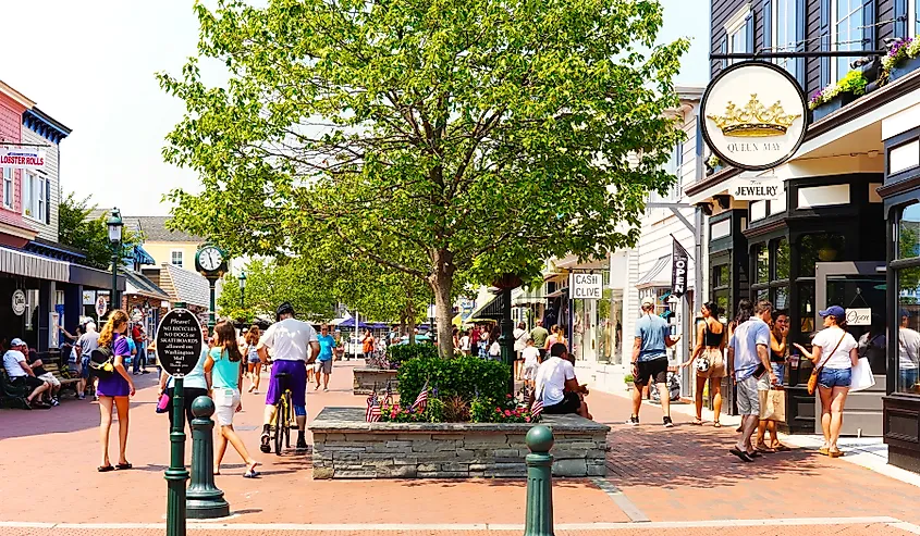 People shopping in Cape May, New Jersey.