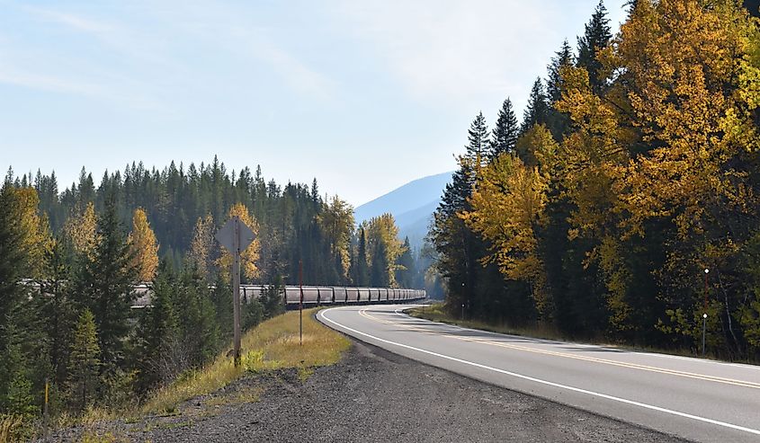 Highway 2 in autumn, Montana