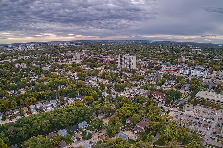 Aerial view of downtown Winnipeg, Manitoba