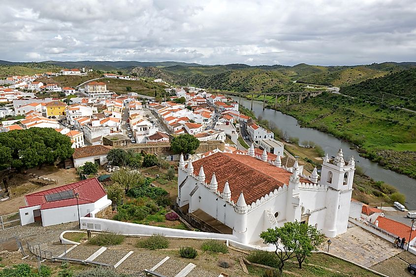 The historic Portuguese village of Mertola on the banks of the Guadiana River.
