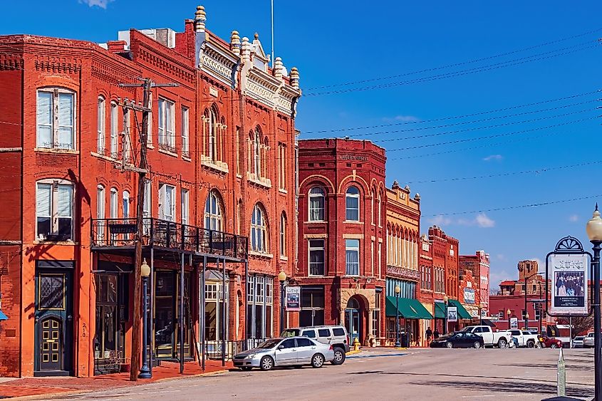 Sunny exterior view of the Guthrie old town