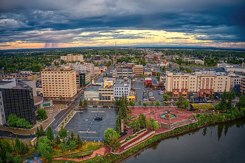 Aerial view of Fairbanks in Alaska.