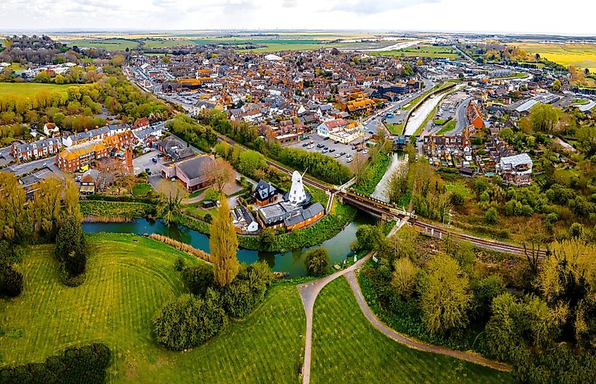Aerial view of Rye, the UK.