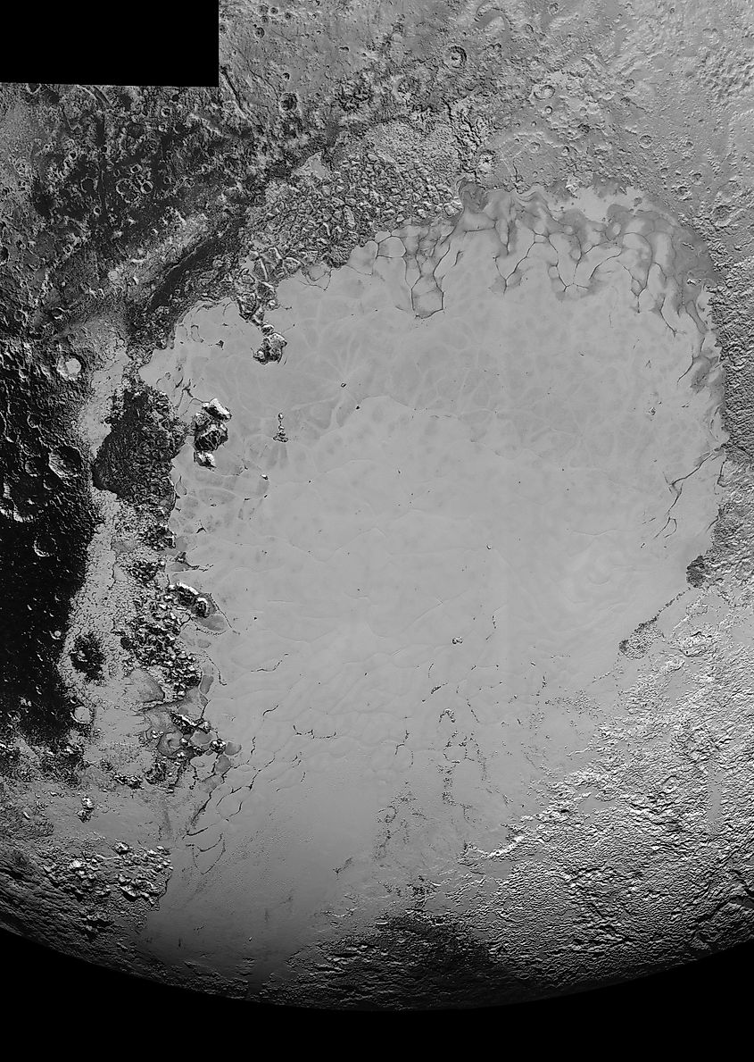 View of Sputnik Planitia on Pluto's surface.