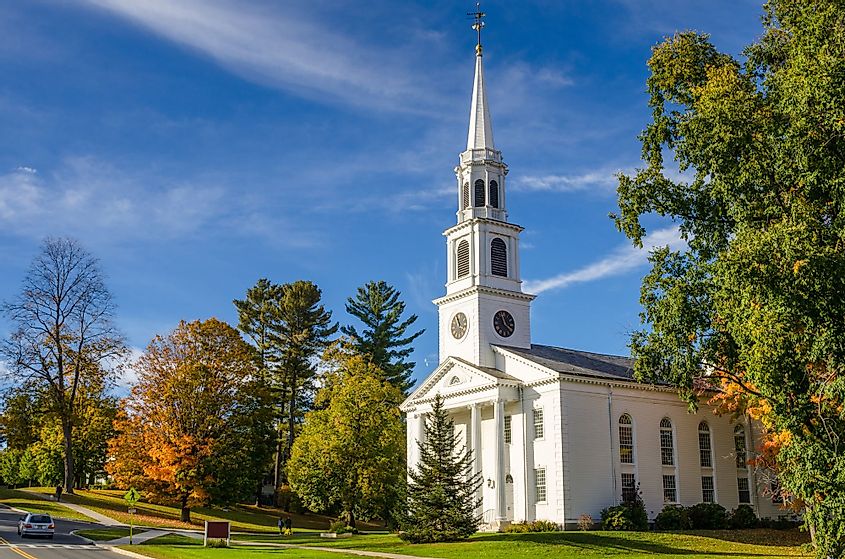 Traditional American White Church in Williamstown, Massachusetts