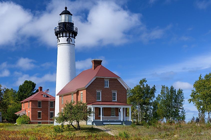 Exterior of the historic Au Sable Light Station at Pictured Rocks National Lakeshore