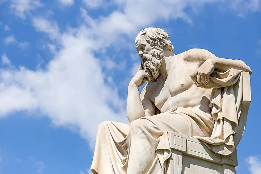 The Socrates statue in Athens in front of the National Academy.