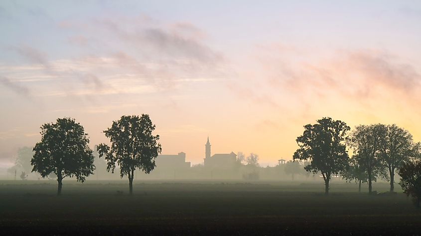Fog in the Po Valley in the early morning